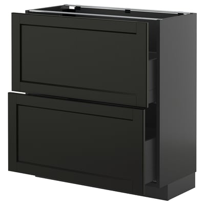Armoire de cuisine METOD noire avec deux grands tiroirs, design minimaliste moderne.