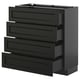 Meuble de cuisine ikea METOD noir avec 4 tiroirs en bois foncé.
