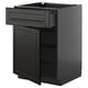 Armoire de cuisine noire avec tiroir en finition gris foncé, forme rectangulaire, design moderne.