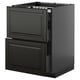 Armoire de cuisine METOD noire, finition brillante, avec deux tiroirs entièrement extensibles, design moderne.