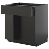 Meuble de cuisine METOD en noir, design moderne avec un seul tiroir. Fabriqué à partir de panneaux de particules et de plastique, ses lignes épurées et sa finition lisse sont au rendez-vous.
