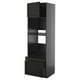 Armoire de cuisine noire avec étagères et tiroirs, design moderne.