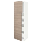 Unité de cuisine METOD, finition bois clair, armoire haute avec étagères réglables, design minimaliste.