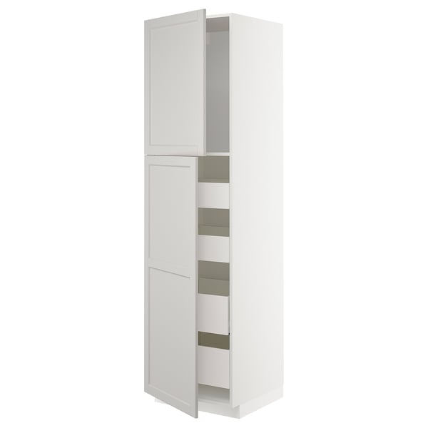 Armoire de cuisine ikea METOD blanche avec 2 portes et étagères réglables.