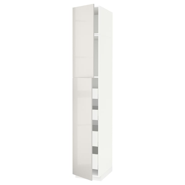 Armoire de cuisine METOD blanche, finition brillante, rectangulaire, design moderne.