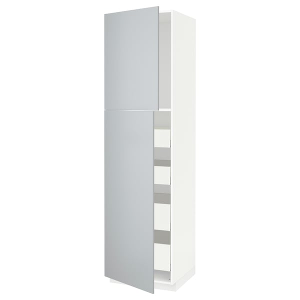 Metod Maximera Armoire 2 Portes 4 Tiroirs Blanc Veddinge Gris 60x60x220 Cm Ikea