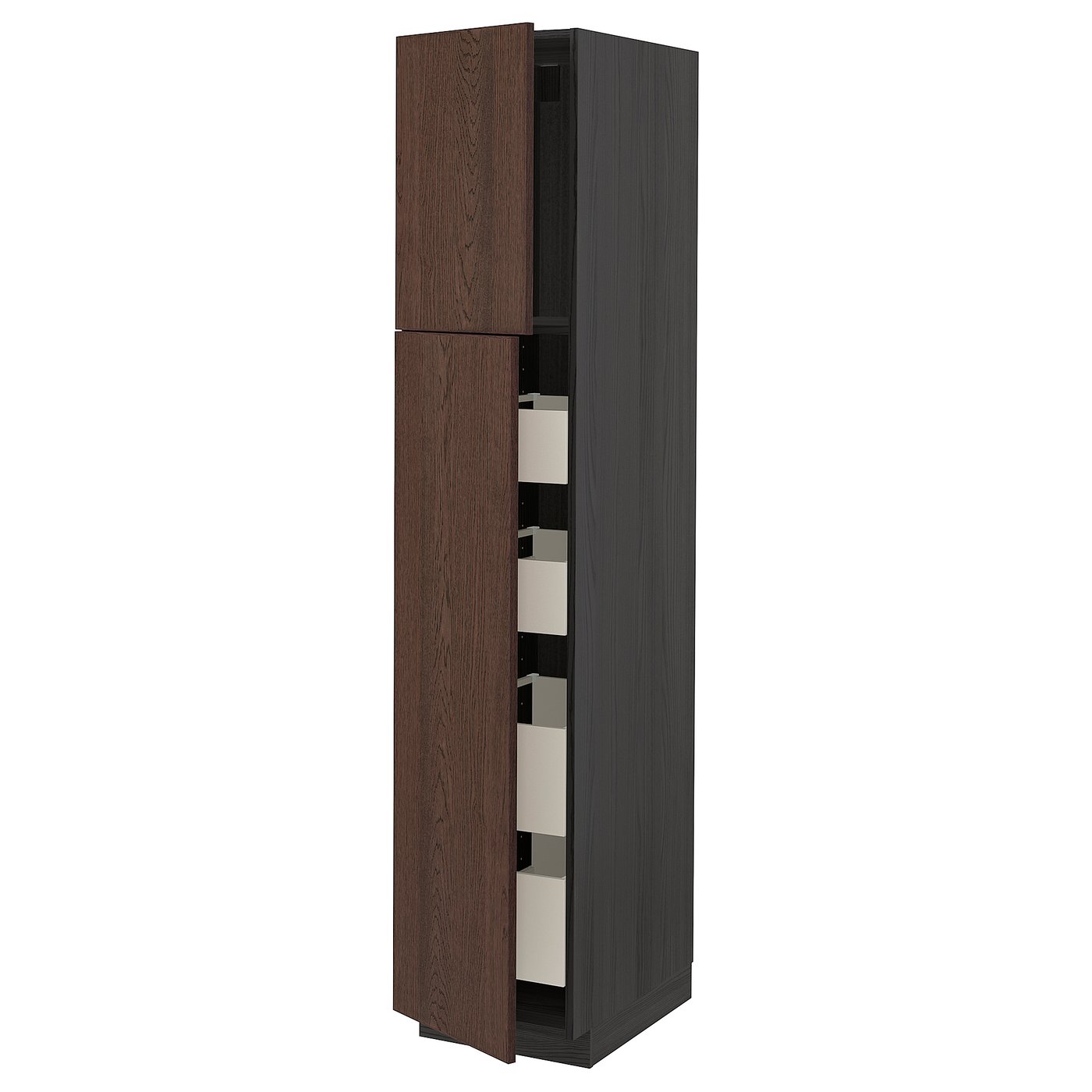 METOD / MAXIMERA armoire 2 portes/4 tiroirs, noir/Sinarp brun
