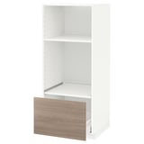 Une armoire de cuisine METOD blanche avec un tiroir en chêne clair, une forme carrée et un design moderne.