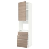 Unité de cuisine IKEA METOD blanche moderne avec tiroirs et porte à motifs de noyer.