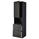 Armoire de cuisine noire moderne avec étagère ouverte et tiroirs à extension complète de la série ikea METOD.