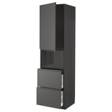Armoire de cuisine gris foncé avec porte, tiroirs et étagère ouverte du système ikea METOD.
