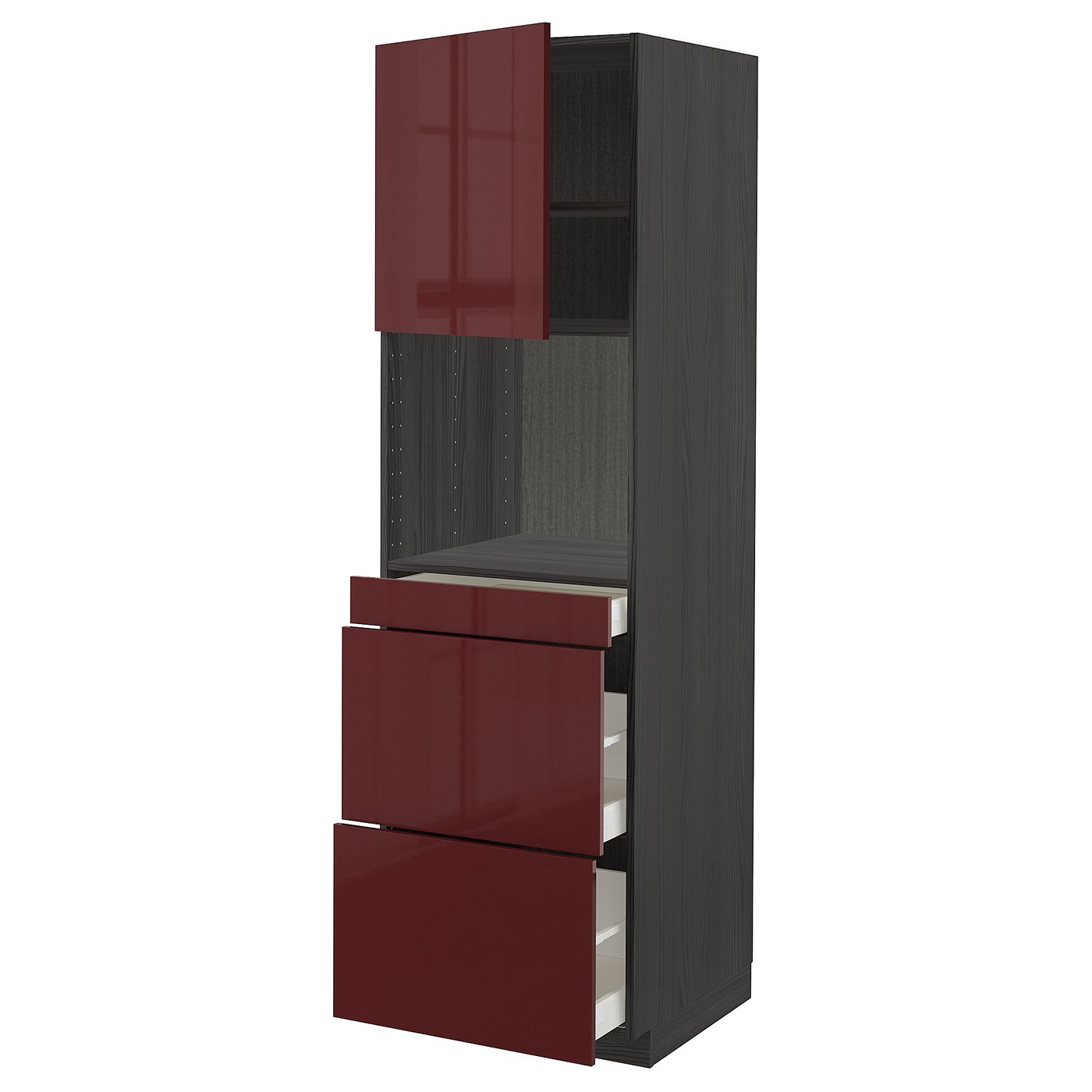 METOD / MAXIMERA Armoire micro-ondes av porte/3 tir, noir Kallarp