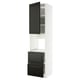Armoire murale noire et blanche d’ikea. Grand avec une section ouverte, deux tiroirs noirs et une seule porte noire.
