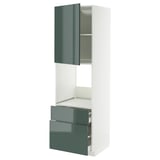Unité de cuisine moderne IKEA METOD gris-vert avec tiroir et armoire.