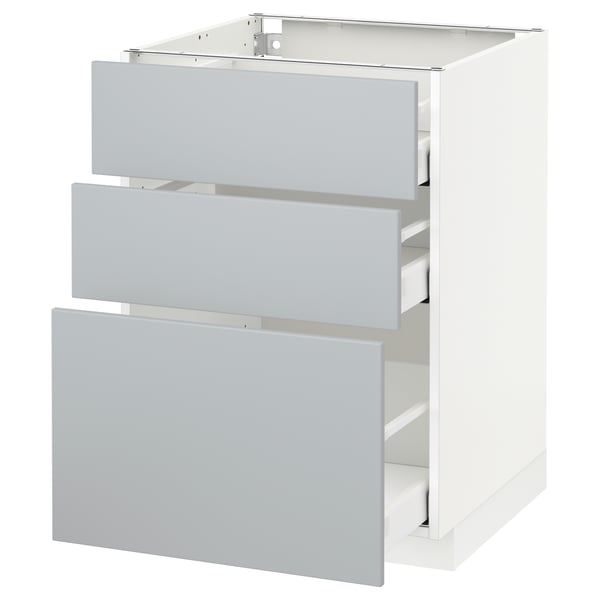 Metod Maximera Element Bas 3 Tiroirs Blanc Veddinge Gris Ikea