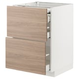 Unité de cuisine moderne avec deux tiroirs en bois et cadre blanc.