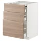 Armoire de cuisine METOD blanche et marron clair avec tiroirs, motif noyer moderne.