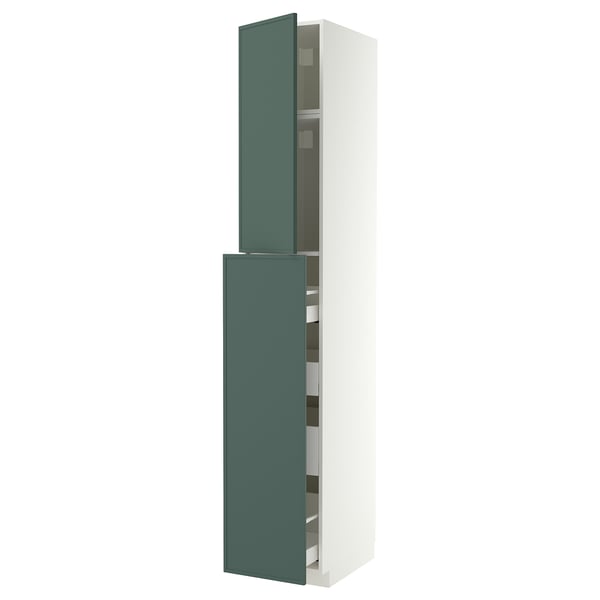 METOD / MAXIMERA Élément armoire av 1p/4t coulissant, blanc/Aspudden gris-vert foncé, 40x60x240 cm
