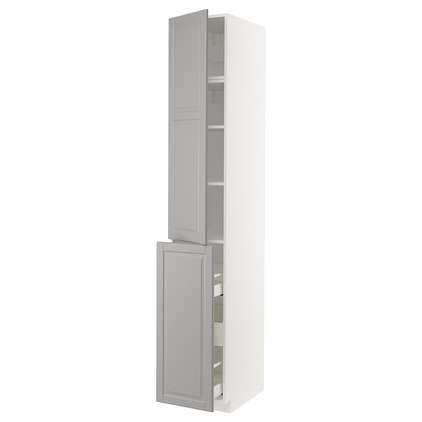 METOD / MAXIMERA élément armoire av 3t/1p/2tb coulis, blanc/Bodbyn gris