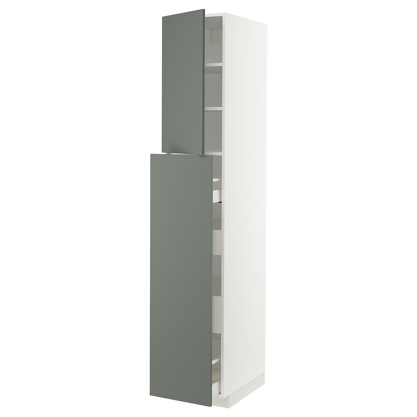 METOD / MAXIMERA élément armoire av 4t/1p/2tb coulis, blanc/Bodarp gris