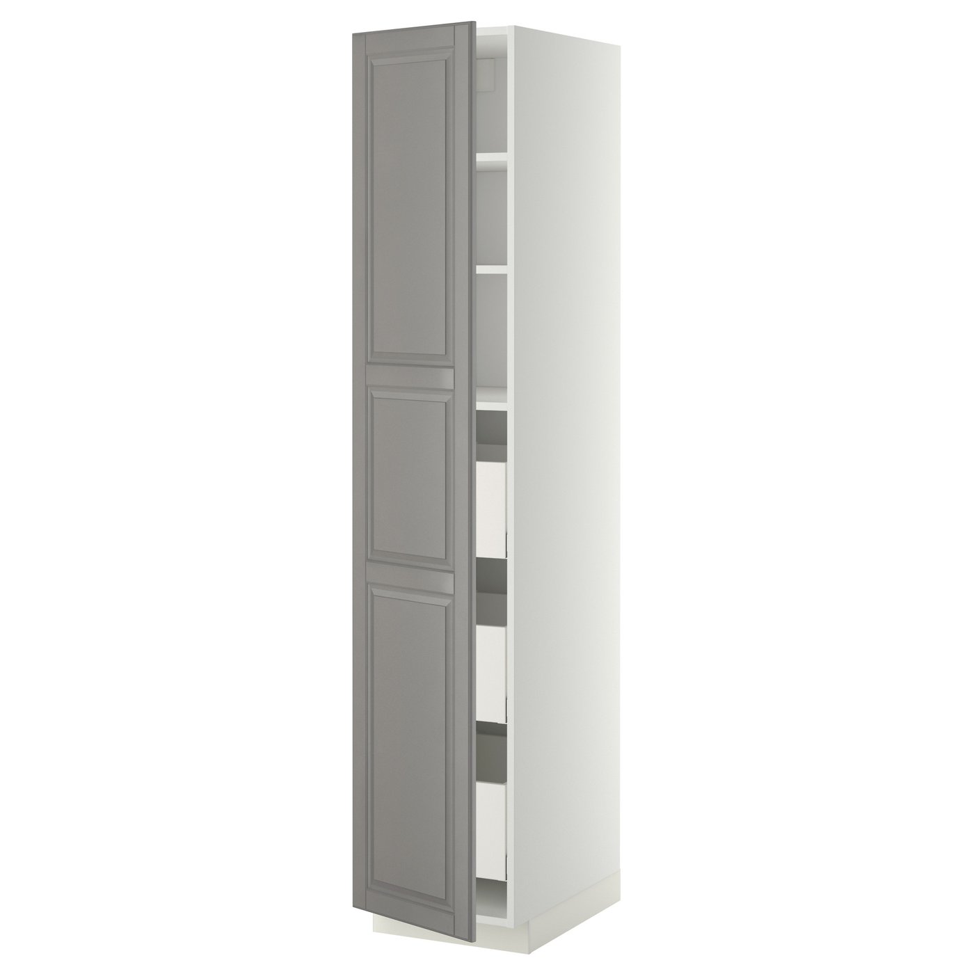 METOD / MAXIMERA élément armoire avec tiroirs, blanc/Bodbyn gris