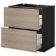 Meuble de cuisine IKEA METOD avec 2 tiroirs en brokhult brun clair, noir avec finition motif noyer.