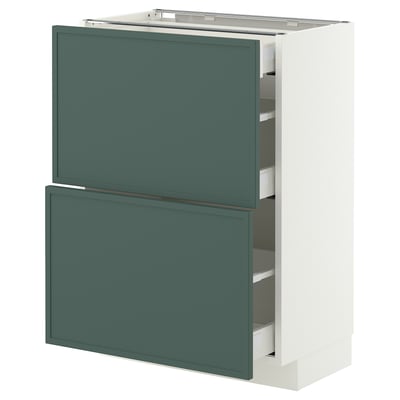 METOD / MAXIMERA Élément bas 2 faces/3 tiroirs, blanc/Aspudden gris-vert foncé, 60x37 cm