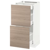 Une armoire de cuisine IKEA METOD avec deux tiroirs en bois clair et une base blanche, au design épuré et moderne.