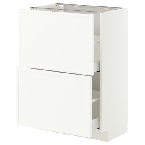 METOD / MAXIMERA Élément bas 2 tiroirs, blanc/Aspudden blanc mat, 60x37 cm