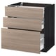 Un meuble de cuisine IKEA METOD gris avec trois tiroirs en bois clair.