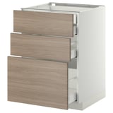 Armoire de cuisine METOD avec 3 tiroirs, design minimaliste, fermeture automatique.