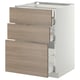 Armoire de cuisine METOD avec 3 tiroirs, design minimaliste, fermeture automatique.