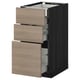 Armoire de cuisine METOD avec 3 tiroirs brun foncé, à fermeture automatique.