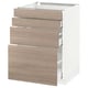 Cette image montre une armoire de cuisine METOD blanche avec trois tiroirs en bois clair. Il est moderne, durable et dispose de tiroirs à fermeture automatique.