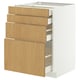Un meuble de cuisine METOD avec quatre tiroirs en bois. Son blanc avec une finition chêne clair. Il a un design moderne et rectangulaire.
