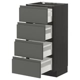 Armoire de cuisine moderne METOD en gris foncé, dotée de cinq tiroirs coulissants avec poignées intégrées dans un design élégant et minimaliste.