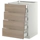 Armoire METOD avec 4 tiroirs brun noyer, partiellement ouverts, laissant apparaître des glissières en métal.
