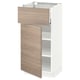 Unité de cuisine METOD : blanc, tons bois, porte simple, étagère réglable, design moderne.