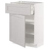 Armoire de cuisine METOD blanche avec tiroir et étagères, design épuré, finition lisse.