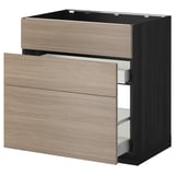 Armoire de cuisine METOD en bois foncé avec tiroirs lisses et fonction coulissante, parfaite pour le rangement.