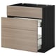 Armoire de cuisine METOD en bois foncé avec tiroirs lisses et fonction coulissante, parfaite pour le rangement.