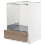 Armoire de cuisine METOD blanche avec tiroir en noyer. Design robuste et moderne.