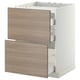 Armoire de cuisine METOD avec tiroirs en noyer brokhult en bois clair et blanc, avec deux tiroirs extensibles à fermeture automatique.