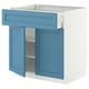 Armoire de cuisine bleue avec tiroir, design moderne, construction robuste.