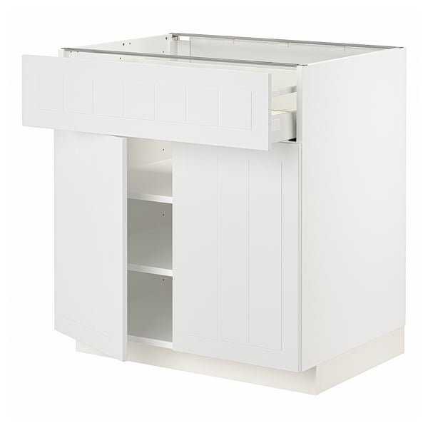 Armoire de cuisine METOD blanche avec tiroir et étagère, design moderne.