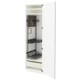 Armoire de cuisine METOD en blanc avec étagères coulissantes noires et panneau perforé.