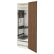 Armoire de cuisine moderne en noyer avec étagère coulissante et tiroir, dotée d’une quincaillerie en métal pour une construction robuste.