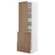 Unité de cuisine ikea METOD blanc et noyer. Armoire haute avec tiroirs et étagères, design moderne avec finition noyer.