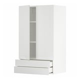 Armoire de cuisine blanche METOD ; Design élégant et moderne avec deux portes, deux tiroirs et des étagères réglables.