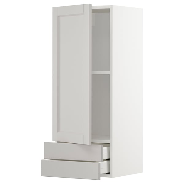 Armoire de cuisine METOD blanche avec deux tiroirs et étagère réglable.